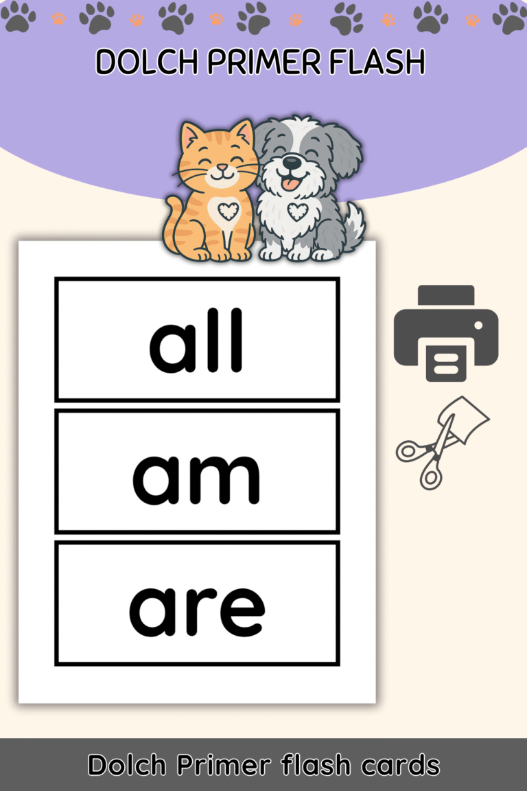 Free Dolch Sight Word Flashcards – Primer (Preschool/Kindergarten)