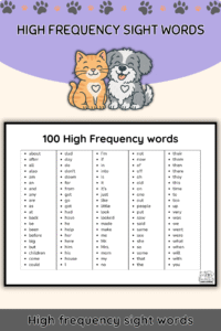 Free 100 High Frequency Sight Words