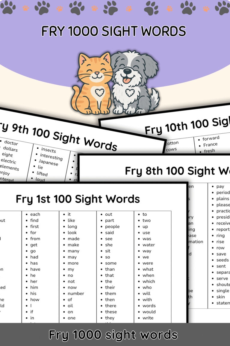 Complete Fry Sight Word List (All 1,000 High-Frequency Words)