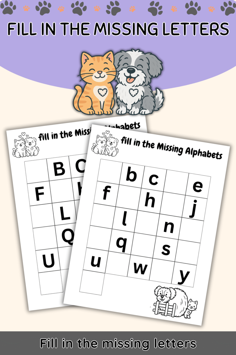 ABC Missing Letters Worksheets – Uppercase & Lowercase Alphabet Practice