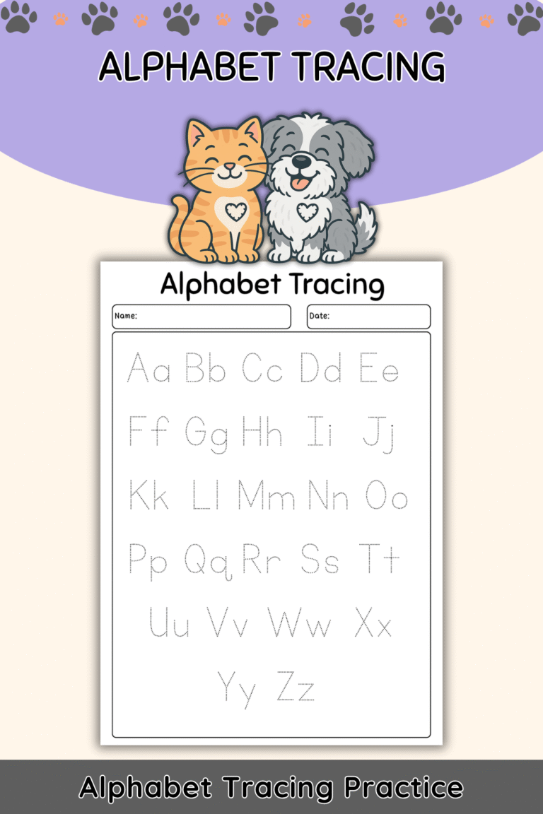 Alphabet Tracing Practice – Uppercase & Lowercase Letters (A–Z)