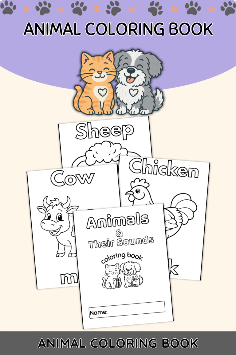 Animals & Their Sounds Coloring Book
