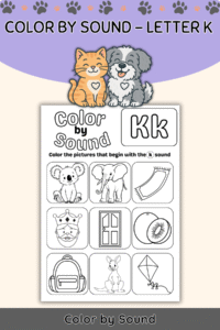 Color by Beginning Sound – Letter K Worksheet