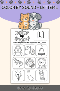 Color by Beginning Sound – Letter L Worksheet