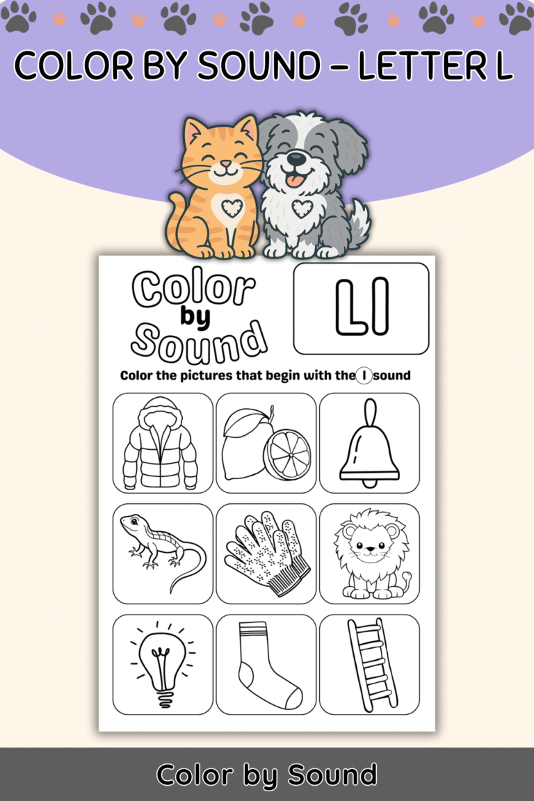 Color by Beginning Sound – Letter L Worksheet