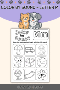 Color by Beginning Sound – Letter M Worksheet
