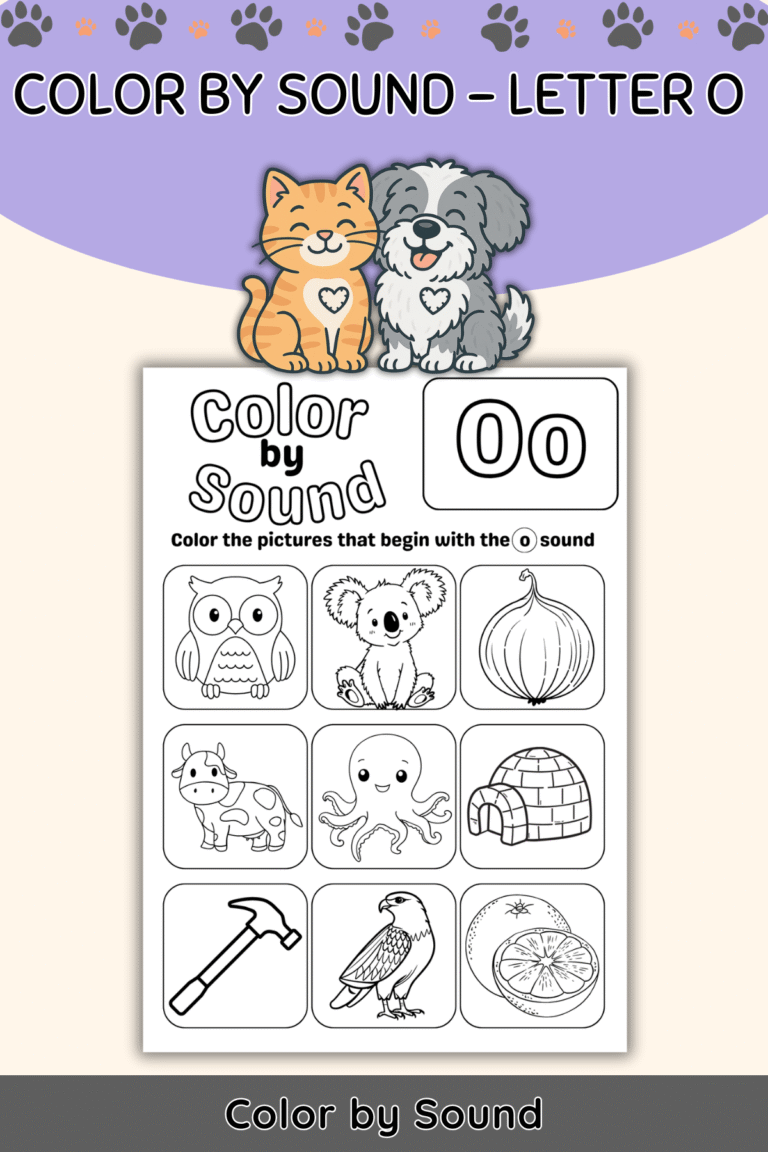 Color by Beginning Sound – Letter O Worksheet