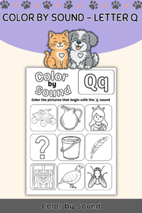 Color by Beginning Sound – Letter Q Worksheet