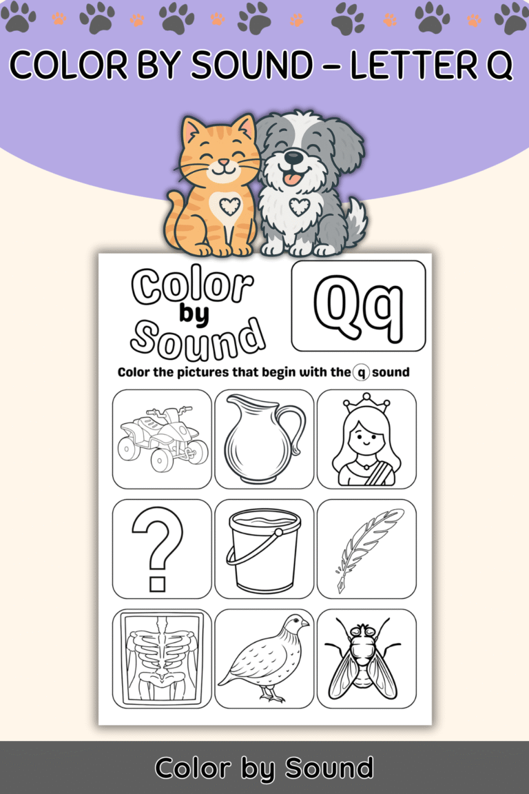 Color by Beginning Sound – Letter Q Worksheet