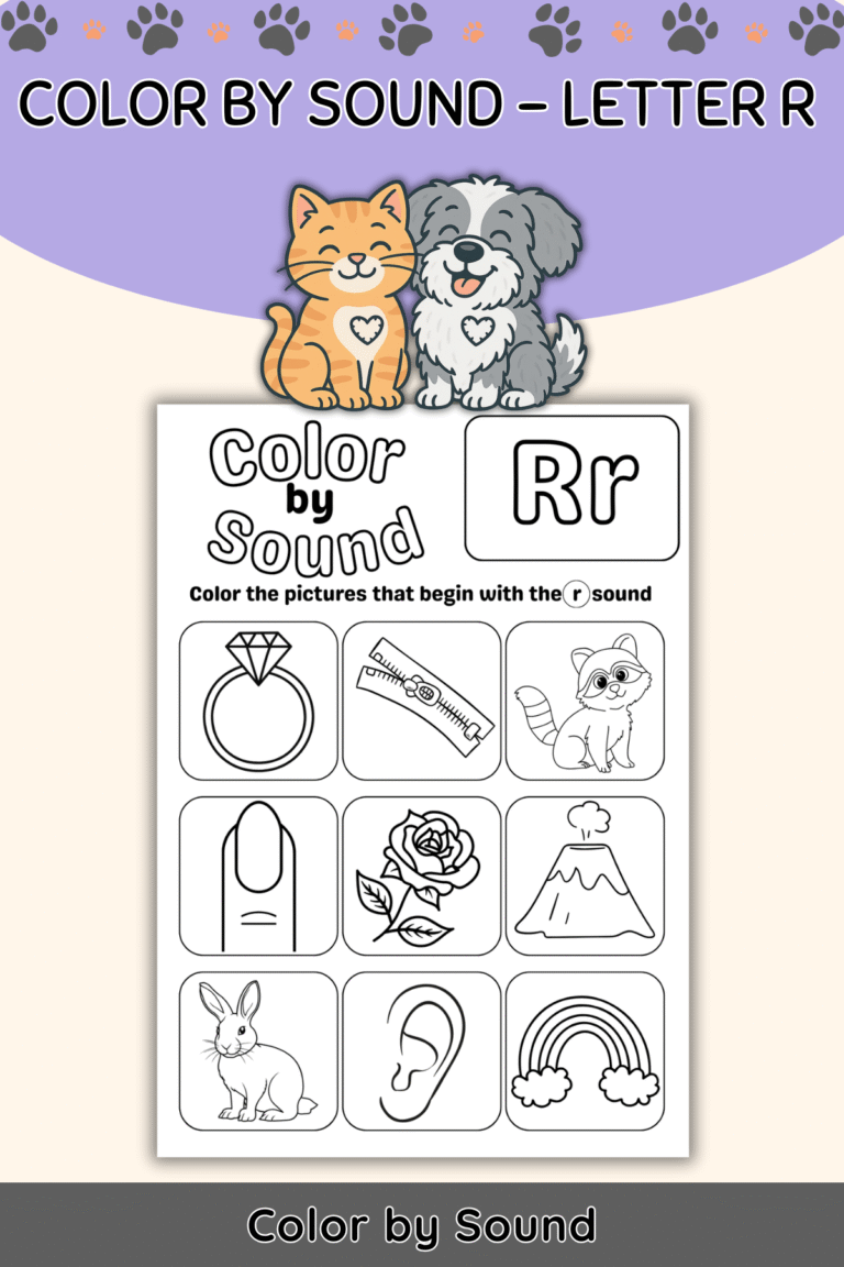 Color by Beginning Sound – Letter R Worksheet