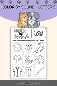 Color by Beginning Sound – Letter S Worksheet