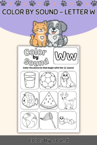 Color by Beginning Sound – Letter W Worksheet