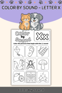 Color by Beginning Sound – Letter X Worksheet