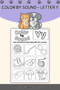 Color by Beginning Sound – Letter Y Worksheet