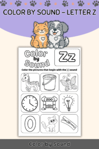 Color by Beginning Sound – Letter Z Worksheet