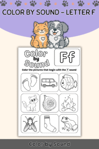 Color by Beginning Sound – Letter F Worksheet