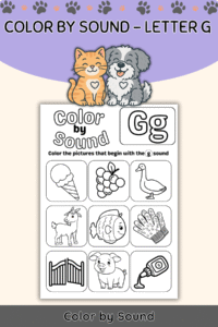 Color by Beginning Sound – Letter G Worksheet