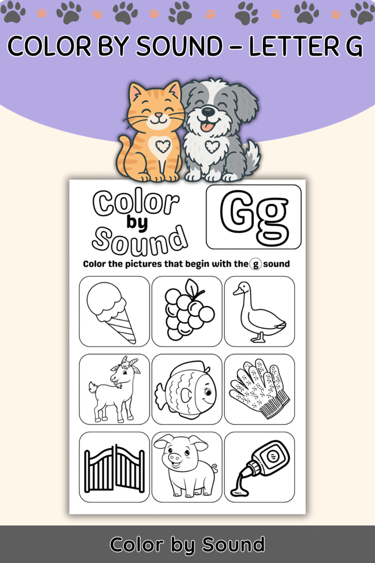 Color by Beginning Sound – Letter G Worksheet