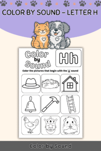 Color by Beginning Sound – Letter H Worksheet
