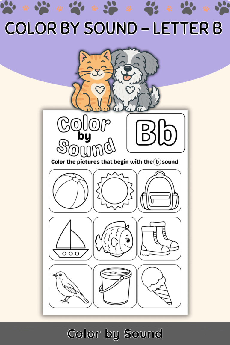 Color by Beginning Sound – Letter B Worksheet