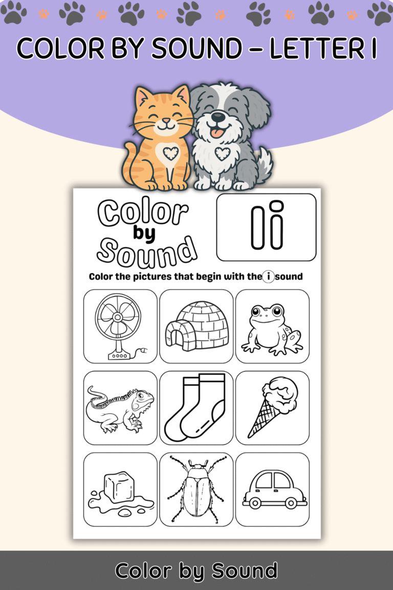 Color by Beginning Sound – Letter I Worksheet