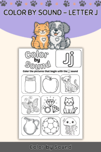Color by Beginning Sound – Letter J Worksheet