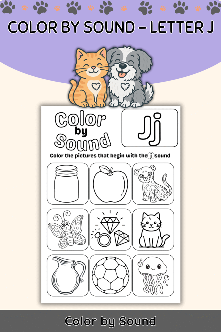 Color by Beginning Sound – Letter J Worksheet