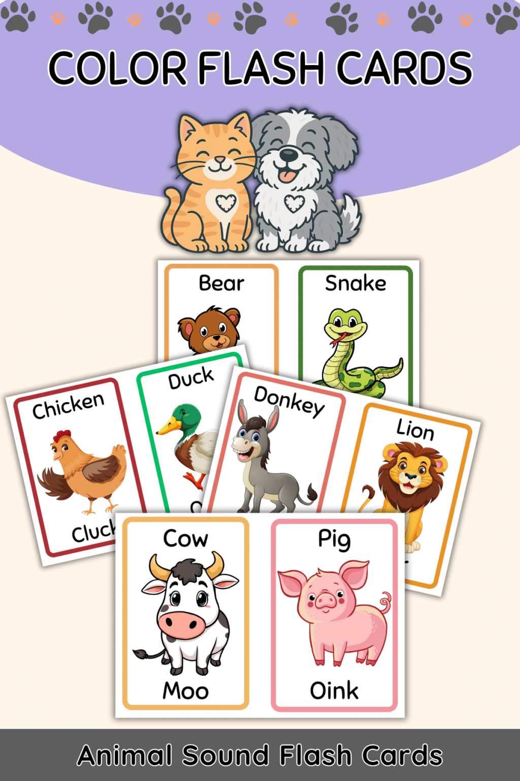 Printable Animal Sounds Flashcards – Loaf & Stitch