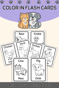 Animals and Their Sounds – Color-In Flashcards