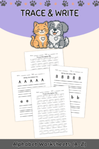 Free Trace & Write Alphabet Worksheets – Upper & Lower Case A–Z