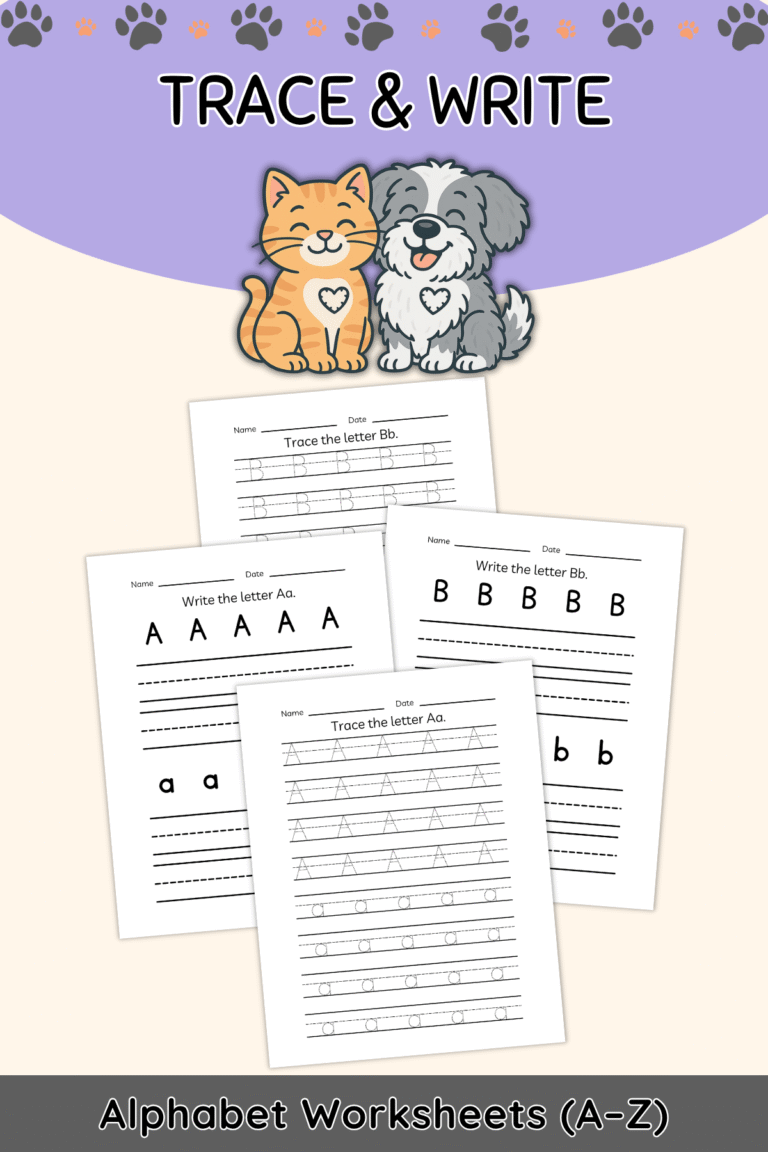 Free Trace & Write Alphabet Worksheets – Upper & Lower Case A–Z