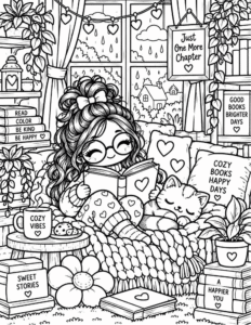 Free Cozy Reading Nook Coloring Page