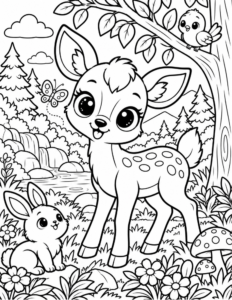 Free Cute Deer Coloring Page