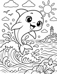 Free Cute Dolphin Coloring Page