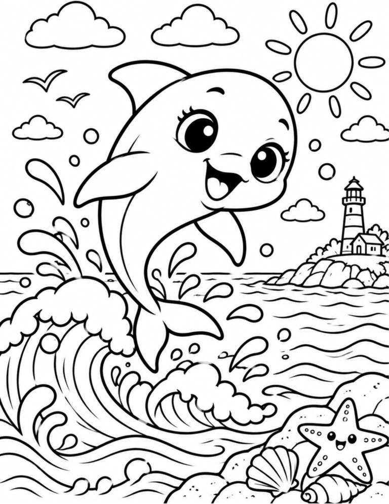 Free Cute Dolphin Coloring Page