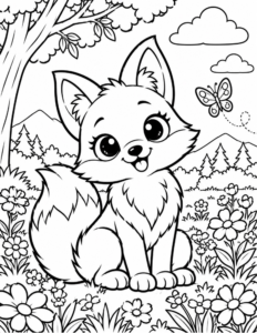 Free Cute Fox Coloring Page