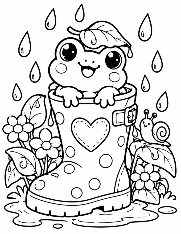 Free Frog in a Rain Boot Coloring Page