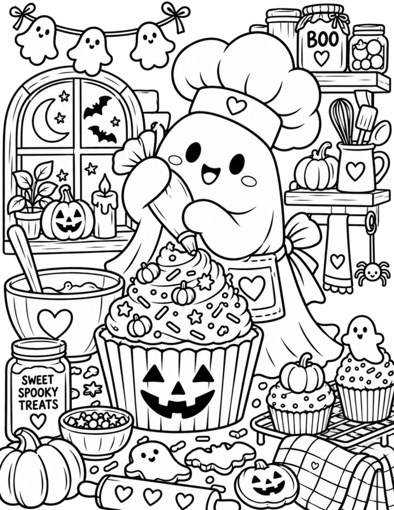 Pumpkins, ghosts, potions and plenty of cozy Halloween magic! 🎃👻 Download our free 20-page Halloween Bold & Easy Coloring Book featuring cute, family-friendly US Letter coloring pages for spooky season.