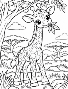 Free Cute Giraffe Coloring Page