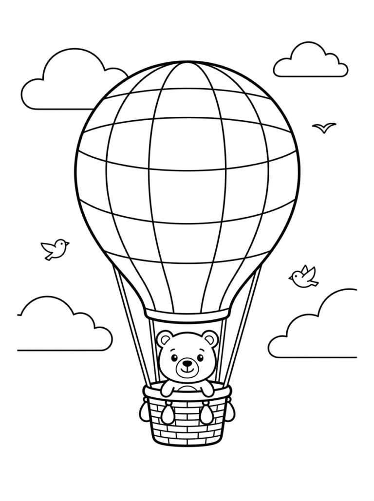 Free Hot Air Balloon Coloring Page | Loaf & Stitch