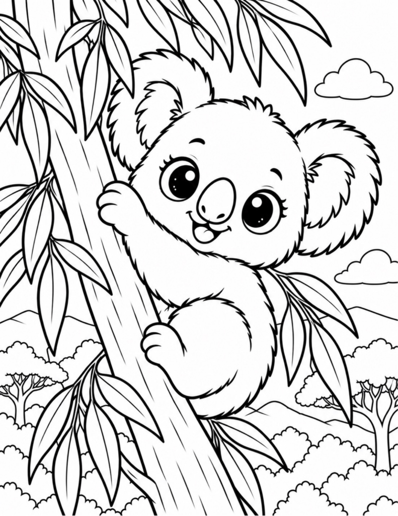 Free Cute Koala Coloring Page