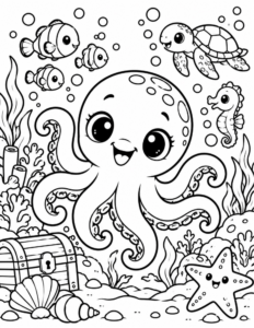 Free Cute Octopus Coloring Page