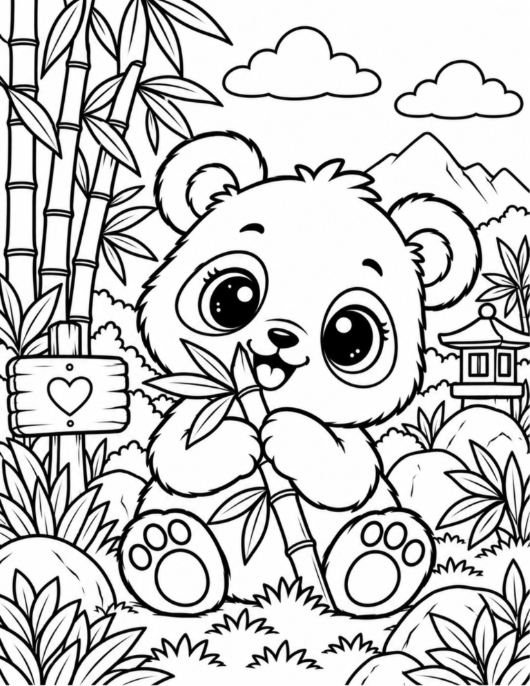 Free Cute Panda Coloring Page