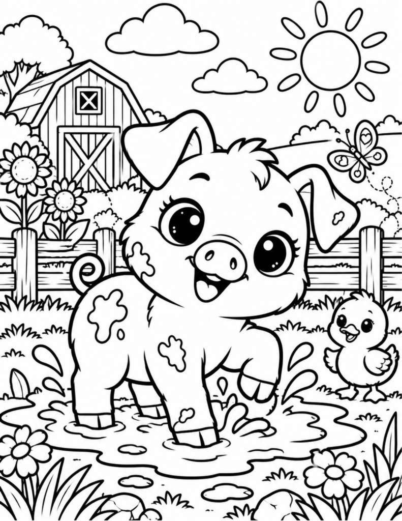 Free Cute Piglet Coloring Page