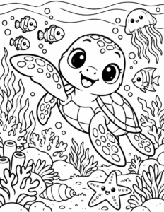 Free Cute Sea Turtle Coloring Page