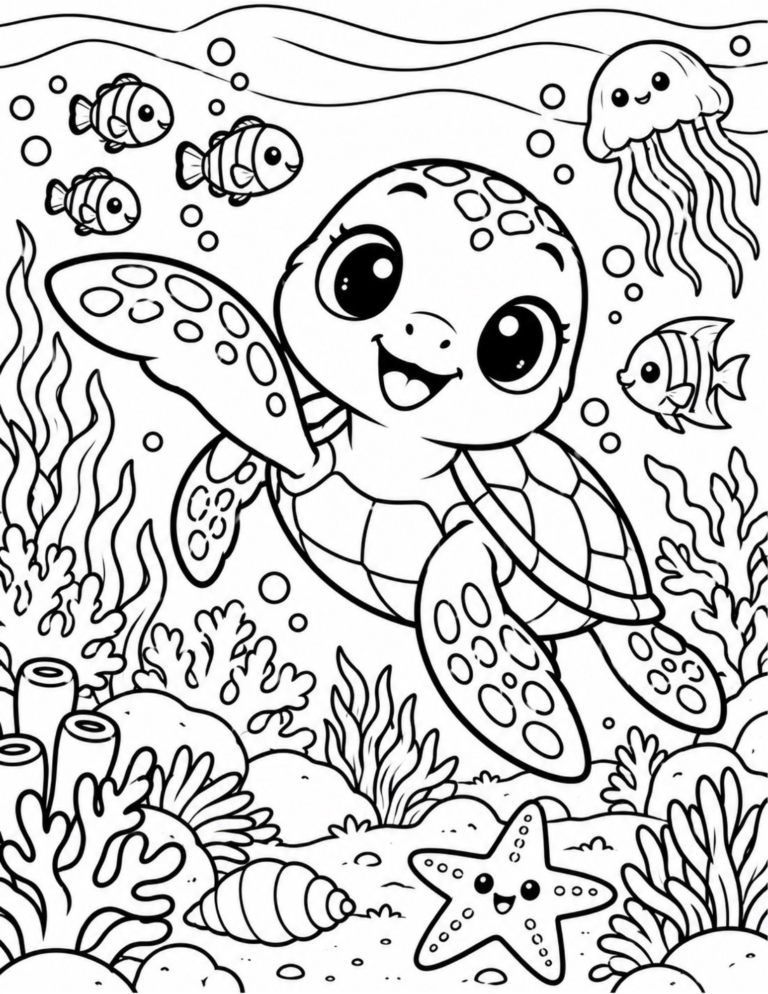 Free Cute Sea Turtle Coloring Page