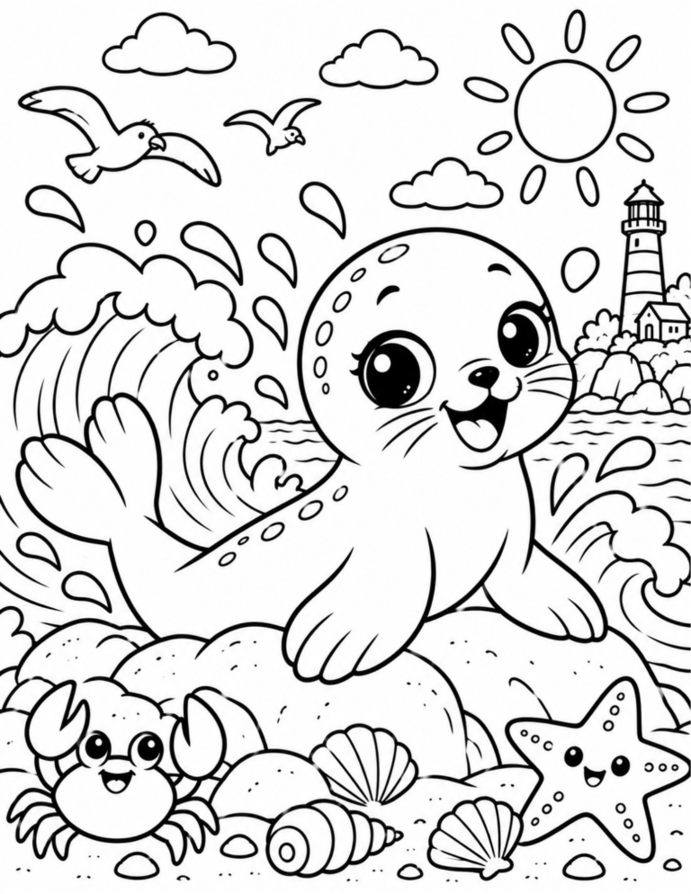 Free Cute Seal Coloring Page