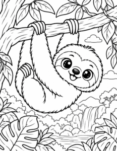 Free Cute Sloth Coloring Page