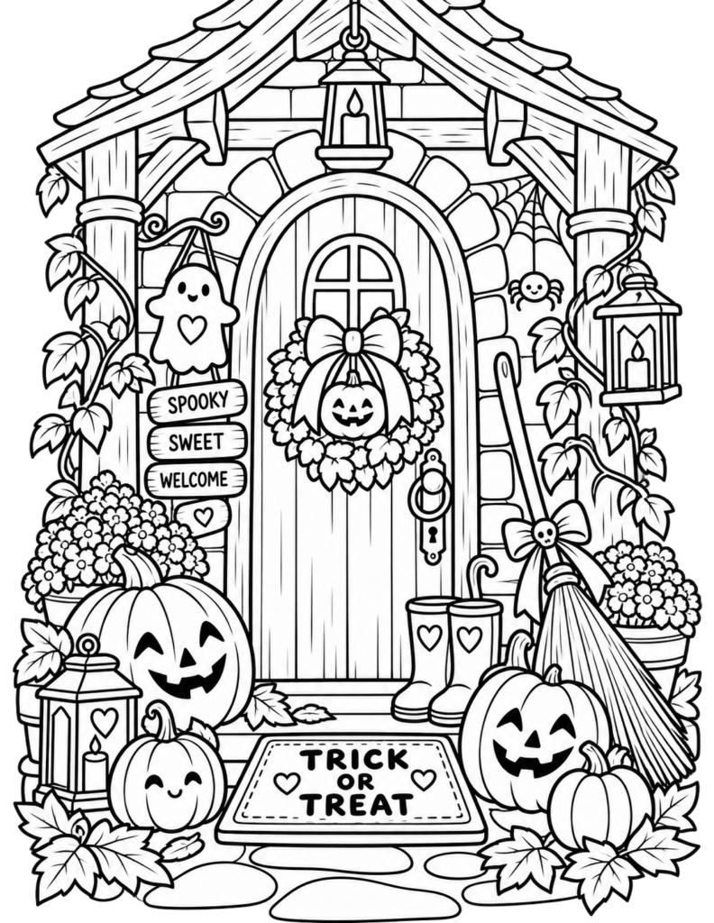 Pumpkins, ghosts, potions and plenty of cozy Halloween magic! 🎃👻 Download our free 20-page Halloween Bold & Easy Coloring Book featuring cute, family-friendly US Letter coloring pages for spooky season.