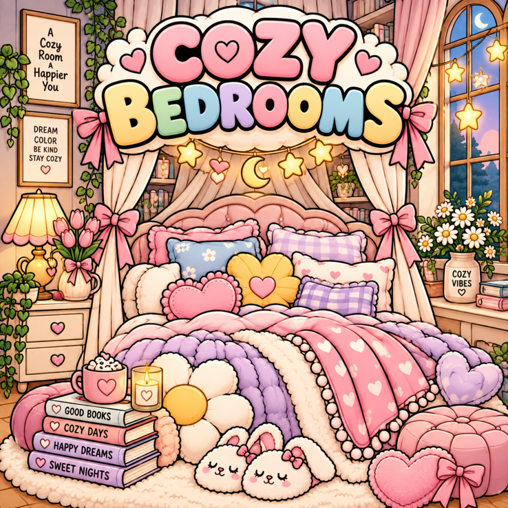 Fluffy beds, chunky blankets and the coziest little spaces. 🛏️🎀 Cozy Bedrooms is a Bold & Easy printable coloring book filled with relaxing bedroom scenes just waiting for your colors.